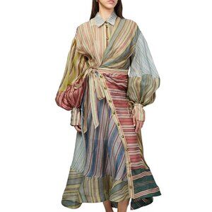 Zimmermann  rebellion linen-silk midi wrap shirt dress - neutrals